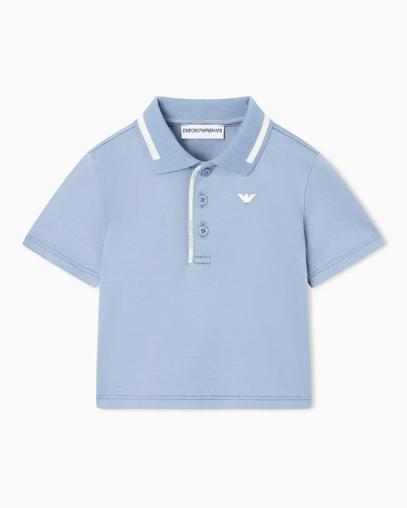 Emporio Armani Regular Fit Polohemd aus Lyocelljersey mit Logostickerei Hellblau