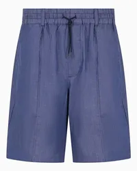 Emporio Armani Bermudashorts mit Elastischem Bund aus Chambray Mittelblau