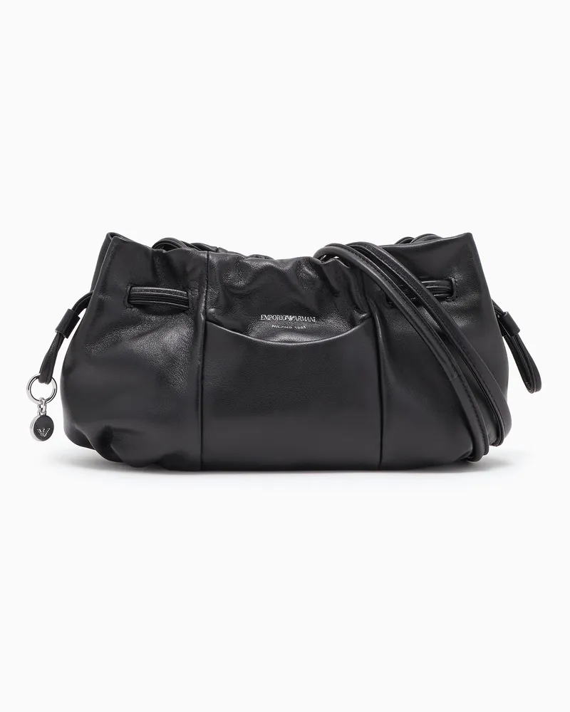 Emporio Armani Kleine Umhängetasche mit Nappa-Kordelzug Schwarz