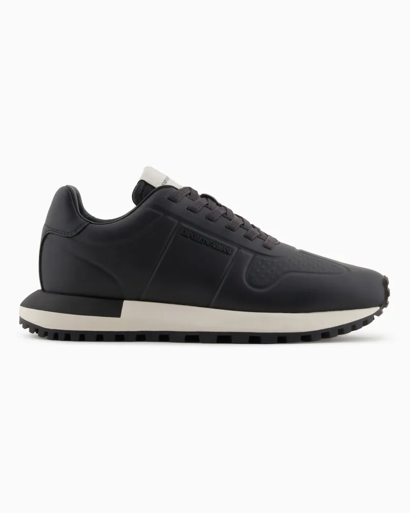 Emporio Armani Sneaker aus Leder mit thermogeformten Details Schwarz