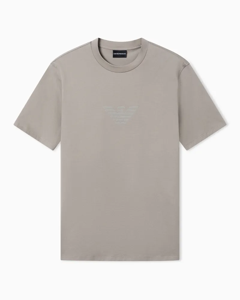 Emporio Armani T-Shirt aus Pima-Jersey mit Logo-Print Beige