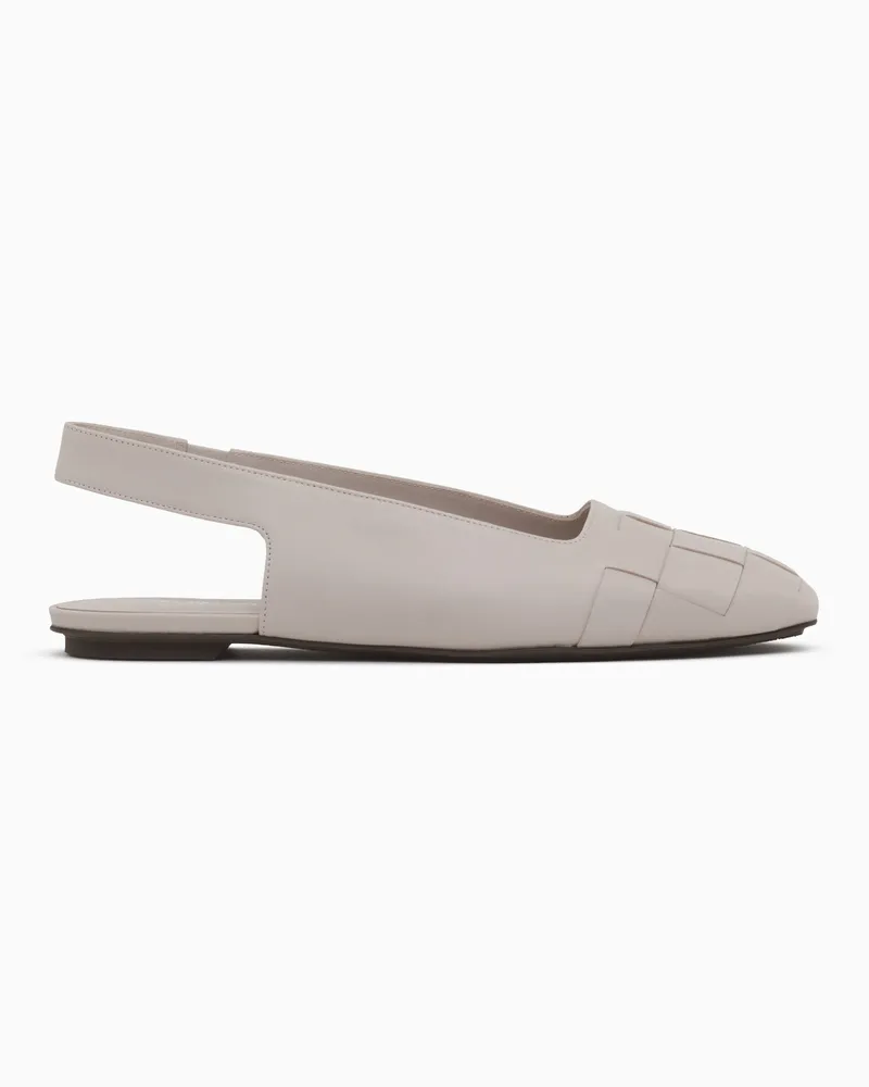 Emporio Armani Slingbacks aus Leder mit eckiger Kappe und Flechtmuster Grau
