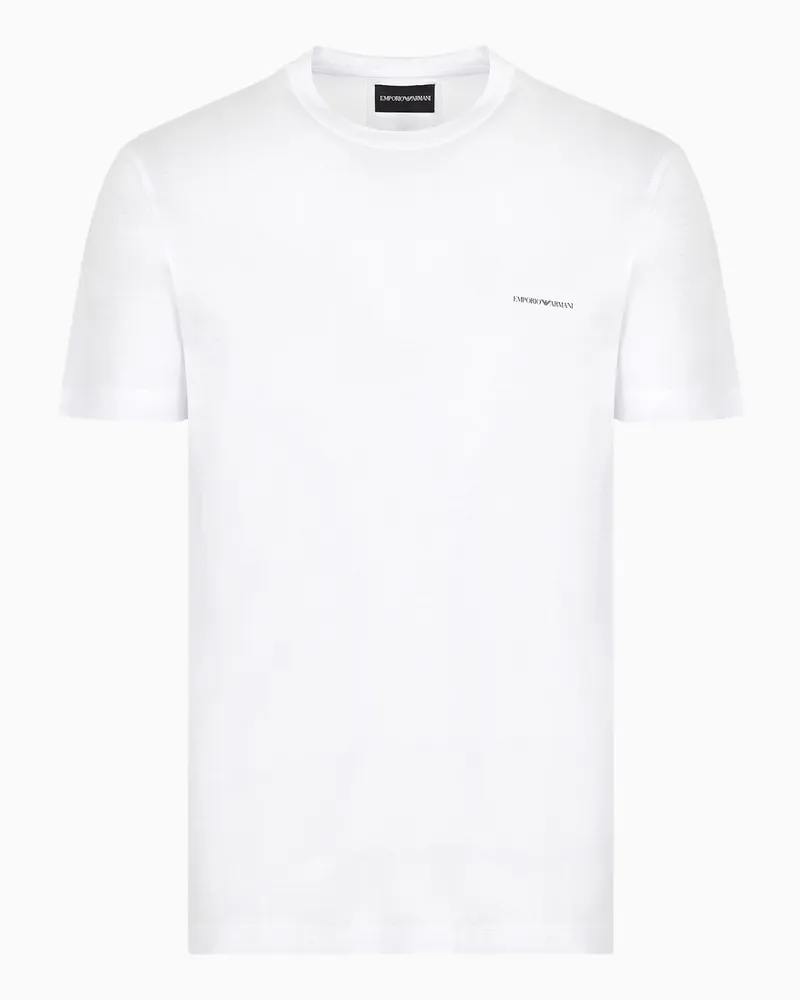 Emporio Armani ASV T-Shirt aus einer Lyocell-Jersey-Mischung mit kleinem Logo-Schriftzug Weiß