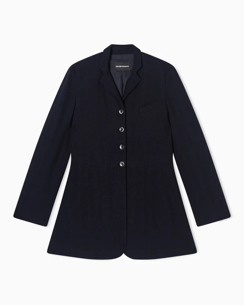 Emporio Armani Blazer mit Innenweste aus gewaschener Wolle Marineblau