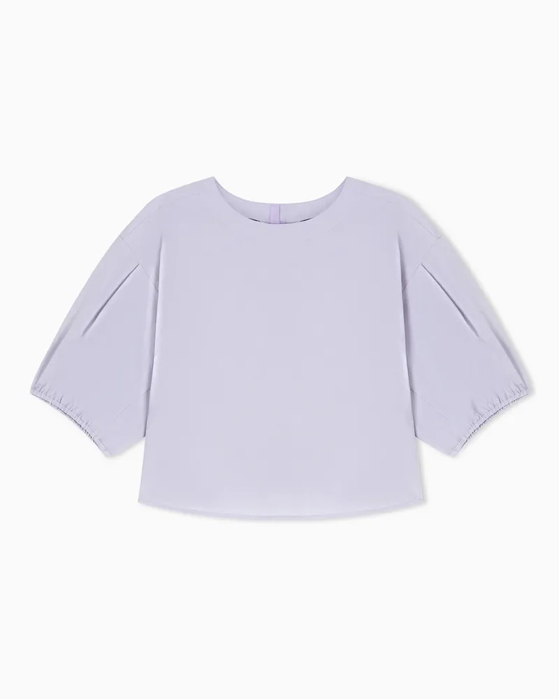 Emporio Armani Bluse aus Popeline mit Puffärmeln Violett