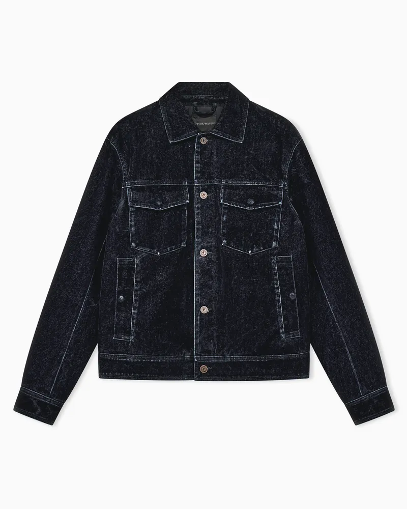 Emporio Armani Jeansjacke im Regular Fit mit Brusttaschen und Knopfleiste Schwarz