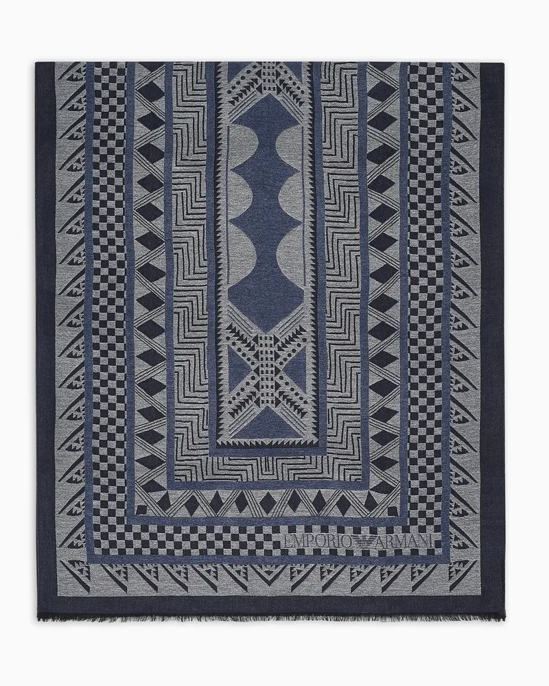 Emporio Armani Stola aus Jacquard-Stoff mit türkischem Muster Blau