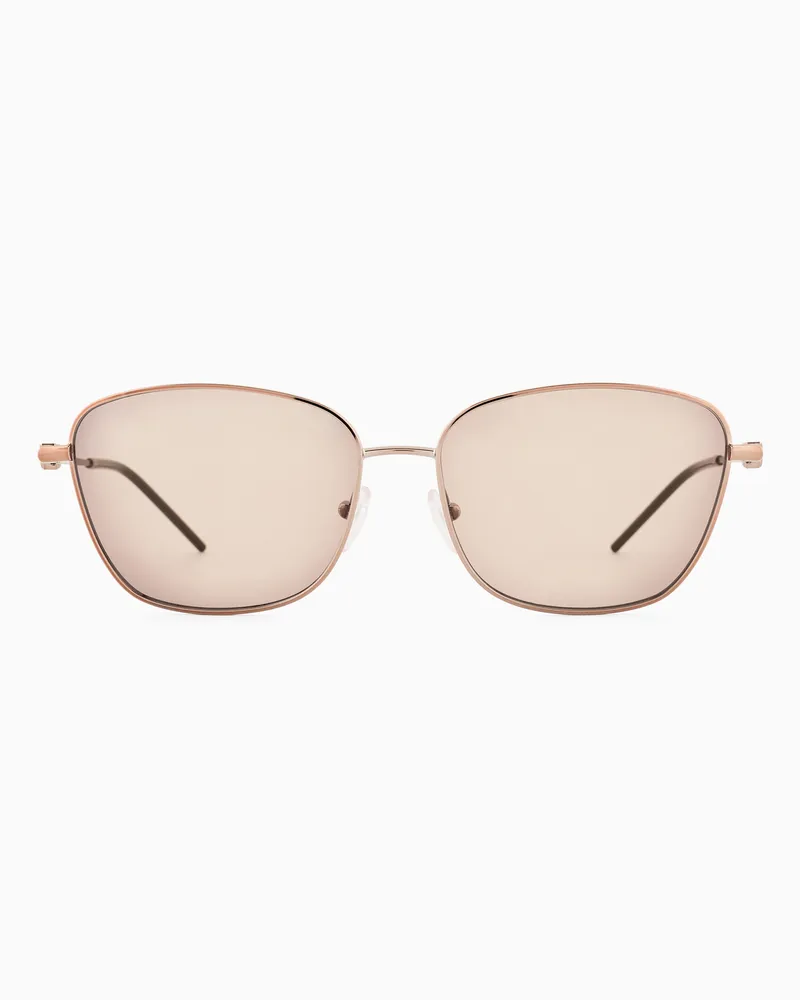 Emporio Armani Sonnenbrille mit unregelmäßig geformter Fassung für Damen Roségold