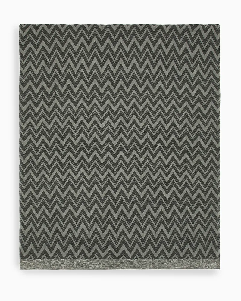 Emporio Armani Schal aus Jacquard-Stoff mit Zickzack-Muster Schwarz