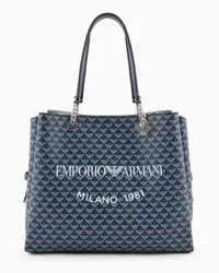 Emporio Armani Shopper mit Allover-adler und Adler-anhänger Blu