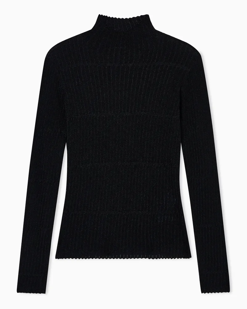 Emporio Armani Lurex-Pullover mit 3D-Effekt Schwarz