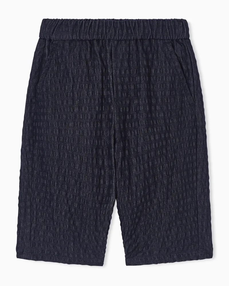 Emporio Armani Hose aus Seersucker in Denim-Optik Marineblau