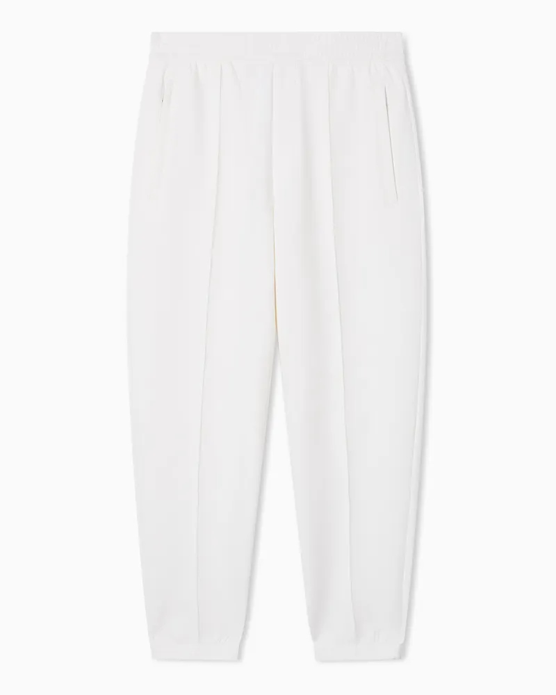 Emporio Armani Jogger trousers in double jersey with micro eagle embroidery Weiß