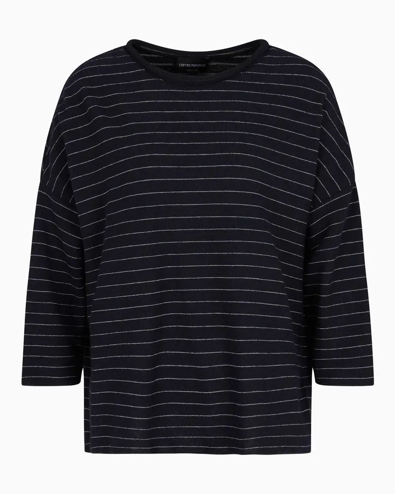 Emporio Armani Pullover aus einer Jersey-Woll-Mischung mit Nadelstreifen-Muster Schwarz