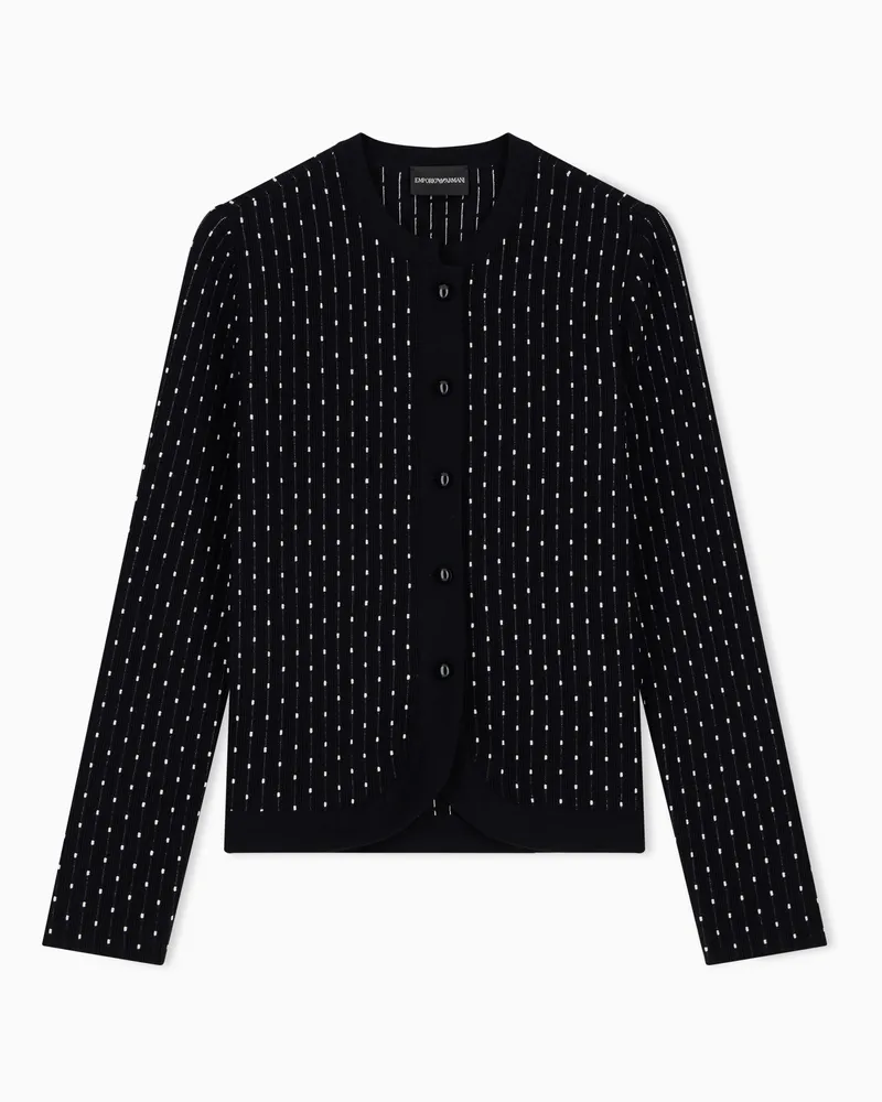 Emporio Armani Cardigan mit Stehkragen und gestreiftem Jacquard Schwarz