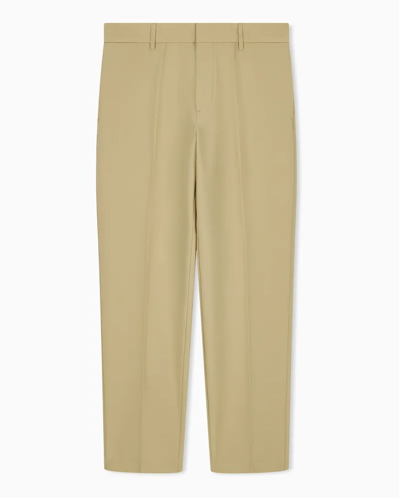 Emporio Armani Hose Regularschnitt aus Seersucker mit Daunen Beige