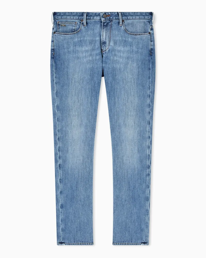 Emporio Armani Slim-Fit-Jeans J06 aus gewaschenem Komfort-Denim 11,5 oz Blau