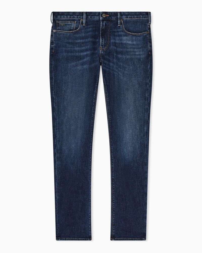 Emporio Armani Slim-Fit-Jeans J06 aus gewaschenem Komfort-Denim 11,5 oz Blau
