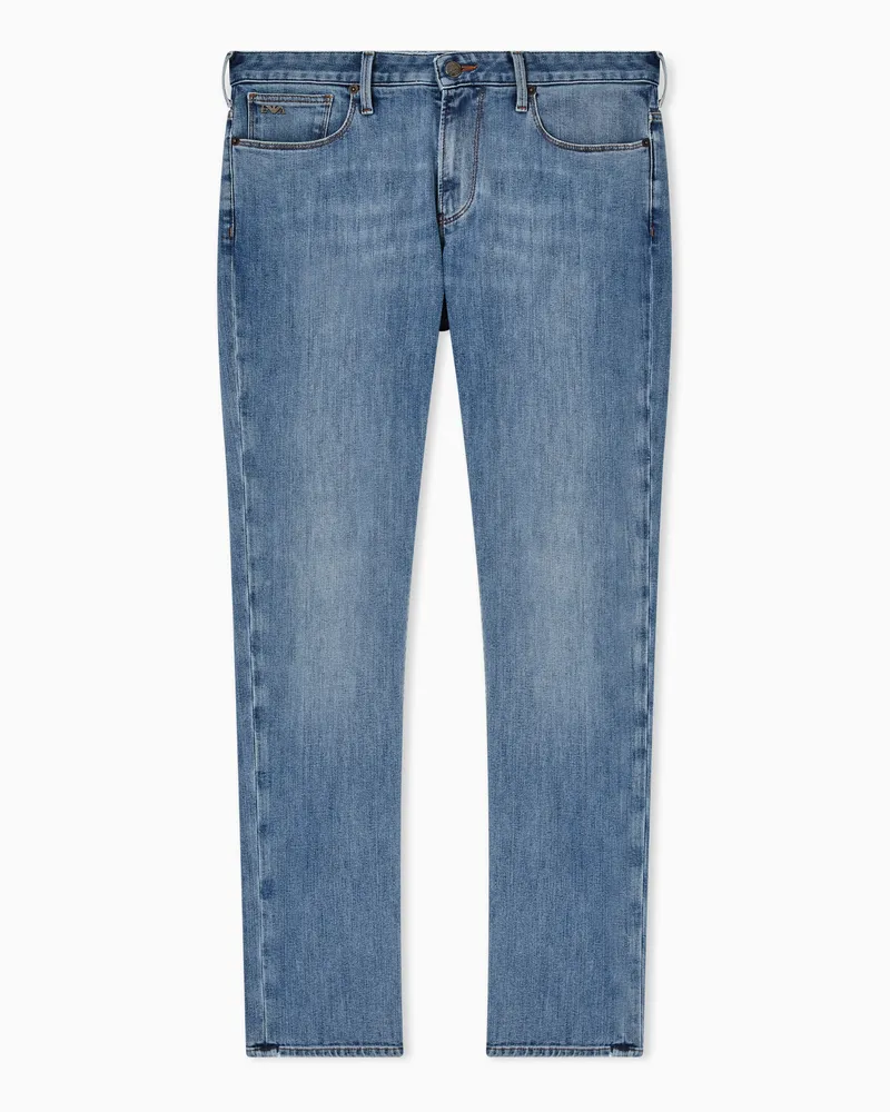 Emporio Armani J06 slim fit jeans in 11.5 oz comfort washed denim Blau