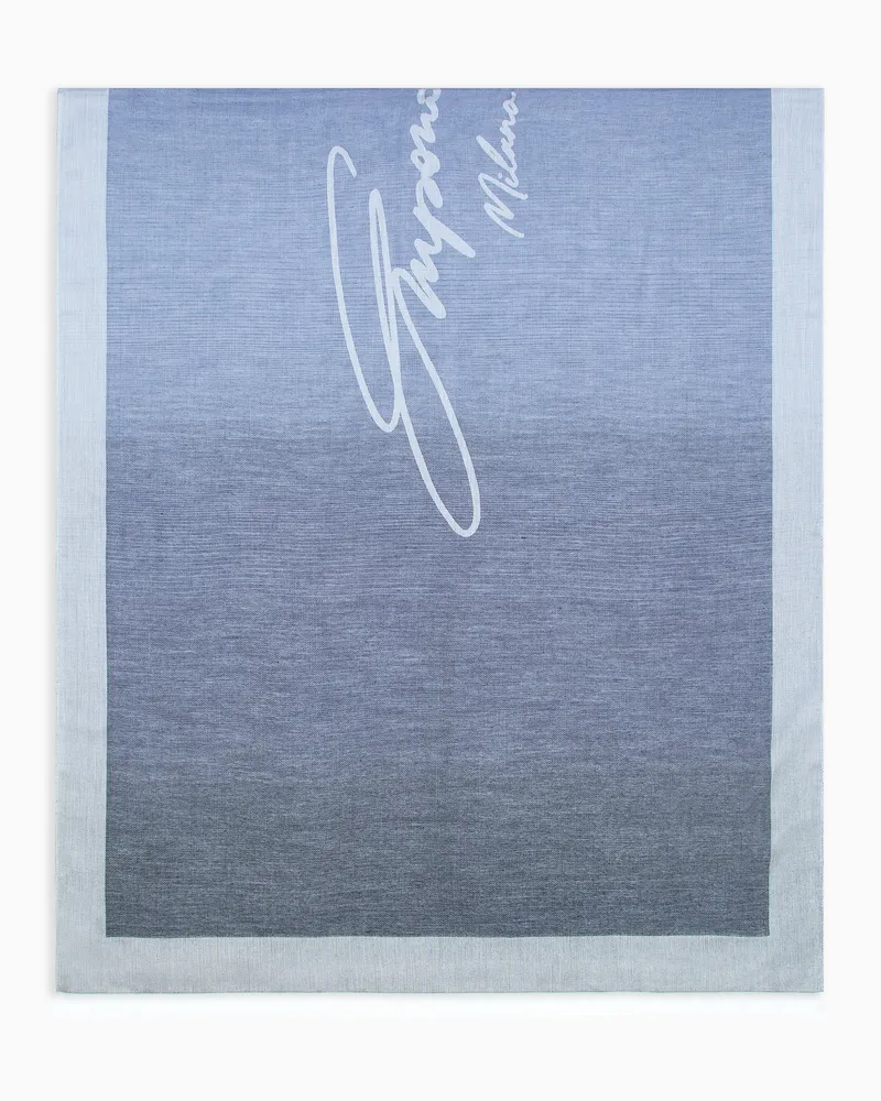 Emporio Armani Stola mit Logo-Schriftzug in Jacquard-Stoff Blau