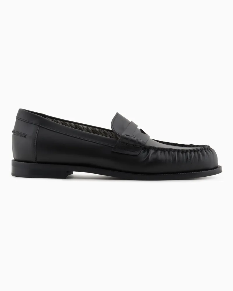 Emporio Armani Mokassins aus Glattleder Schwarz