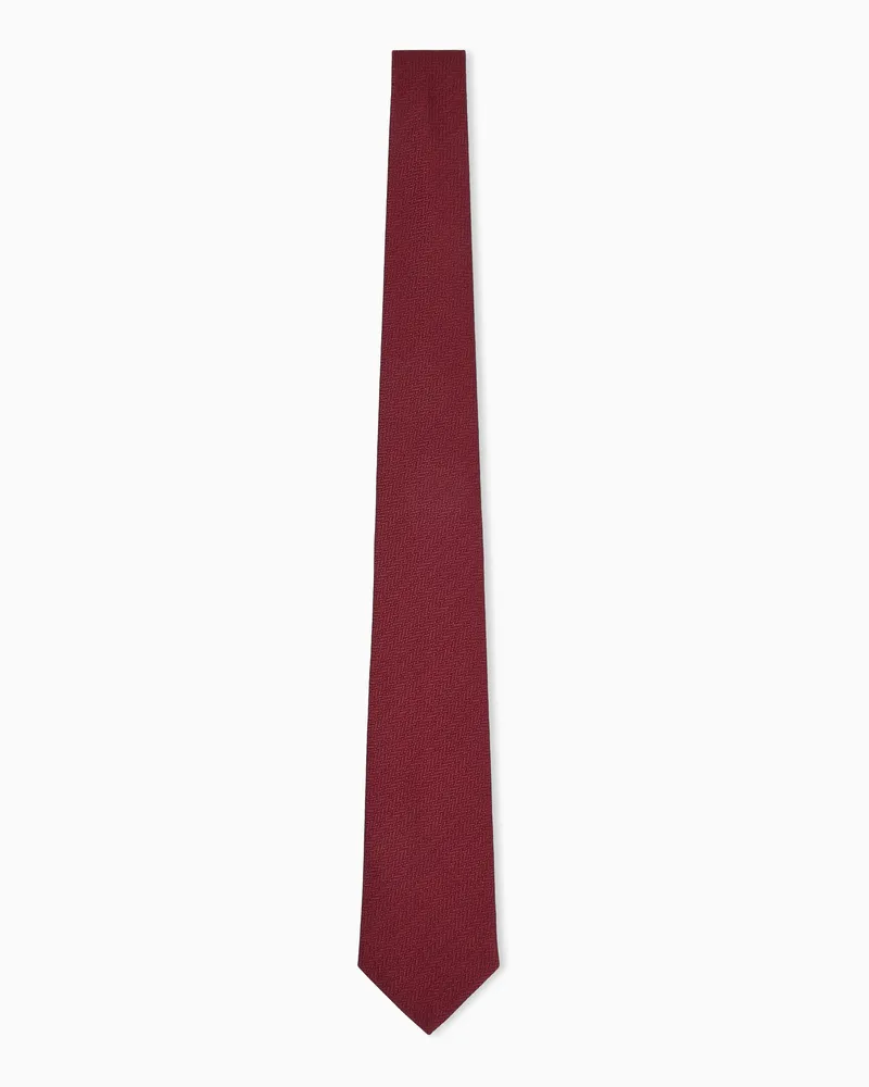 Emporio Armani Krawatte aus Seide mit dezentem Fischgrätmuster Braun