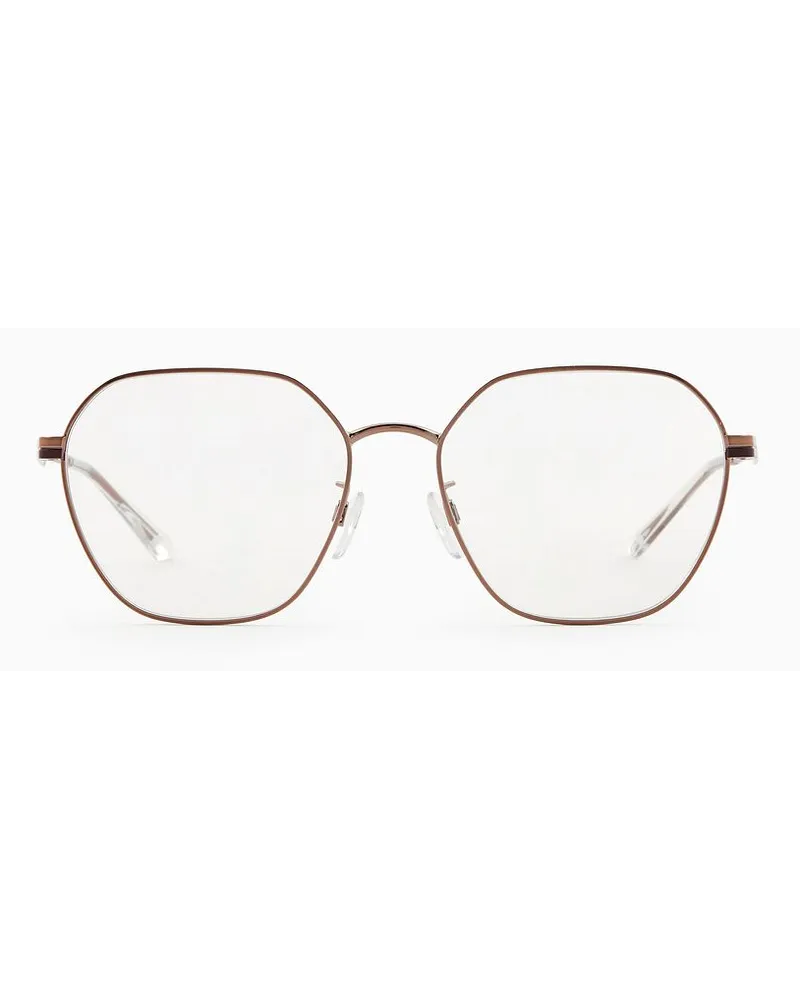 Emporio Armani Runde Brille Für Damen Asian Fit Roségold