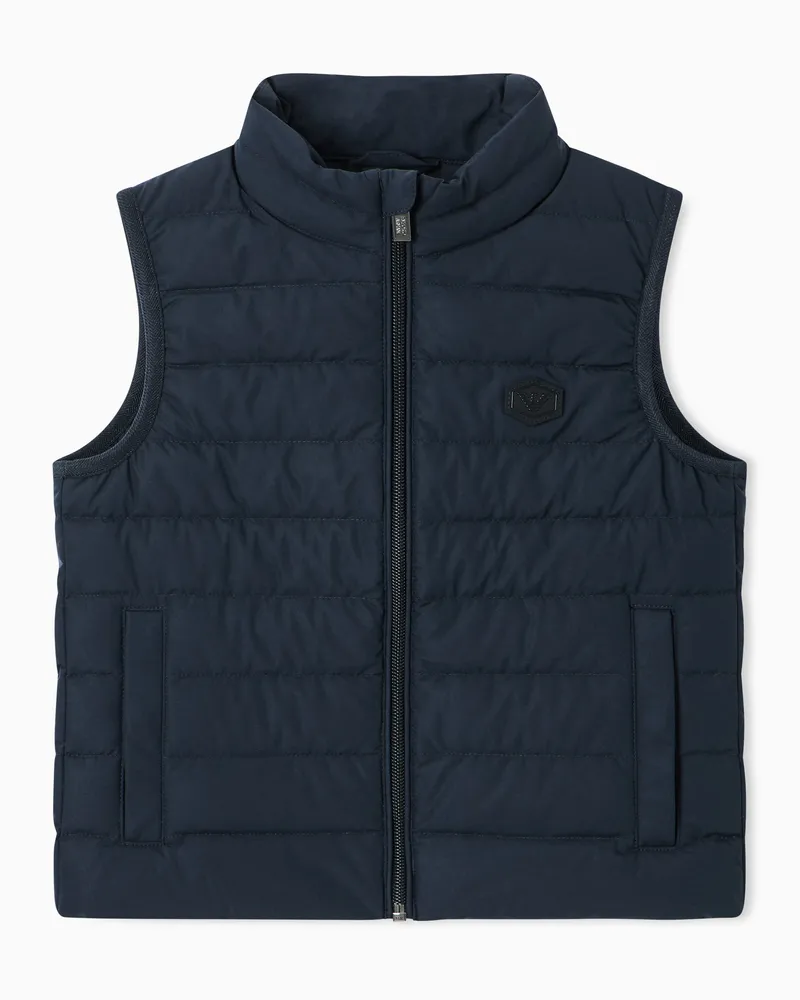 Emporio Armani ASV Gesteppte, ärmellose Daunenjacke aus Nylon mit recycelten Daunen Marineblau