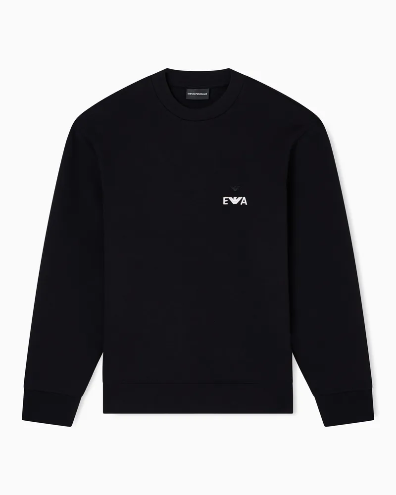 Emporio Armani ASV Sweatshirt aus Jersey mit EA-Logostickerei als Hochrelief Schwarz