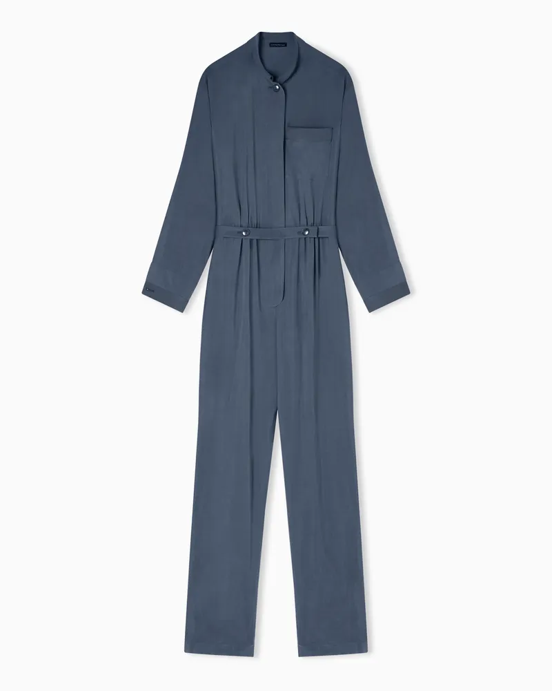 Emporio Armani Washed twill jumpsuit Blau