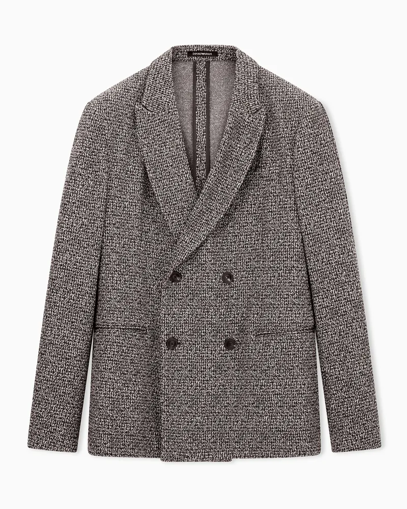 Emporio Armani Blazer Regular Fit aus Baumwollmischung mit Reverskragen Marineblau