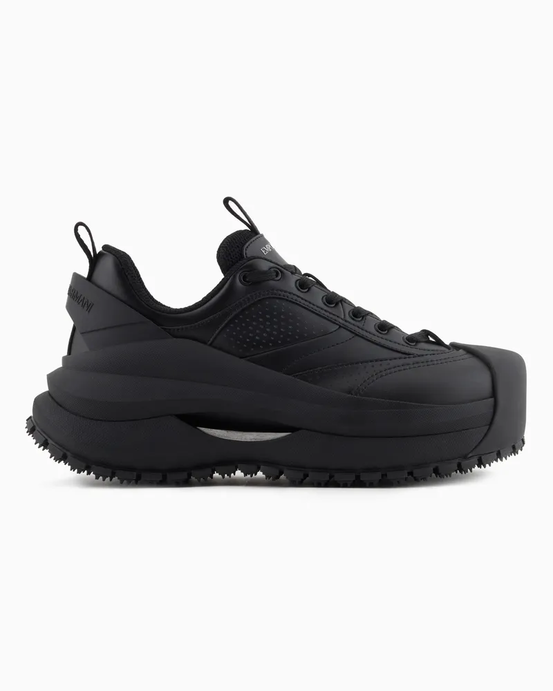 Emporio Armani Chunky-Sneaker aus Leder Schwarz