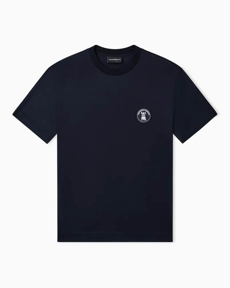 Emporio Armani Basic crewneck stretch jersey T-shirt Marineblau