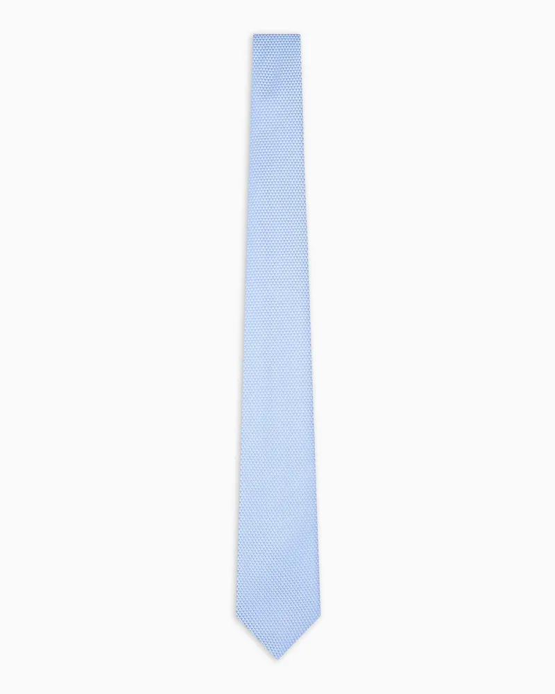 Emporio Armani Krawatte aus Seiden-Mischung mit optischem Mikromuster aus Jacquard-Stoff Hellblau