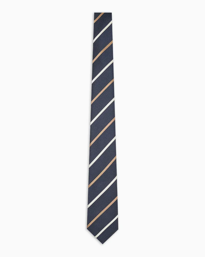 Emporio Armani Krawatte aus reiner Seide mit Jacquardmuster Marineblau
