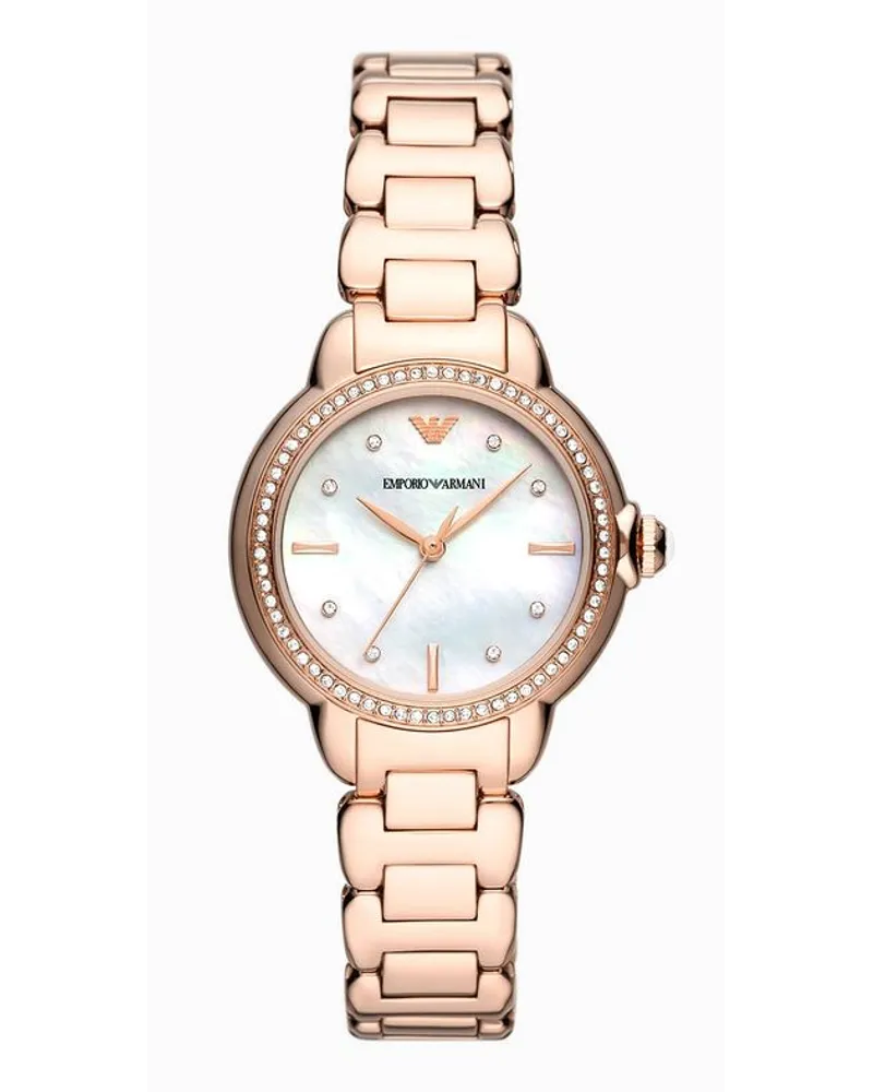 Emporio Armani Dreizeigeruhr mit Armband aus Roségoldfarbenem Edelstahl Roségold