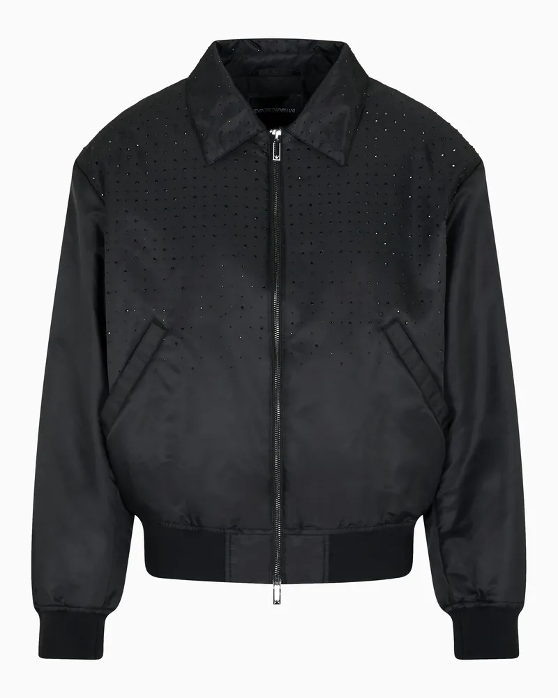 Emporio Armani Clubwear Satin-Bomberjacke mit Strass Schwarz