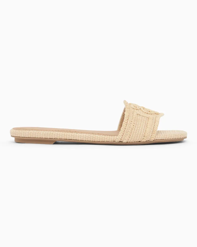 Emporio Armani Sandalen aus geflochtenem Raffia-Bast Beige