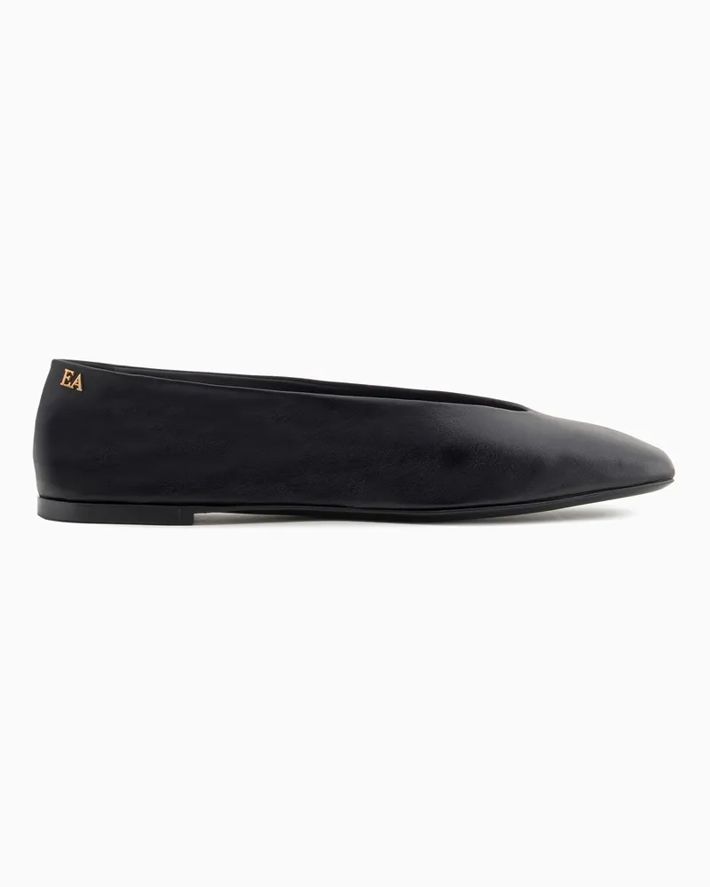 Emporio Armani Ballerinas aus Nappa mit eckiger Zehenpartie Schwarz