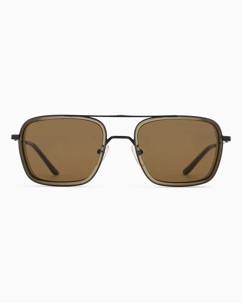 Emporio Armani Eckige Sonnenbrille für Herren Schwarz
