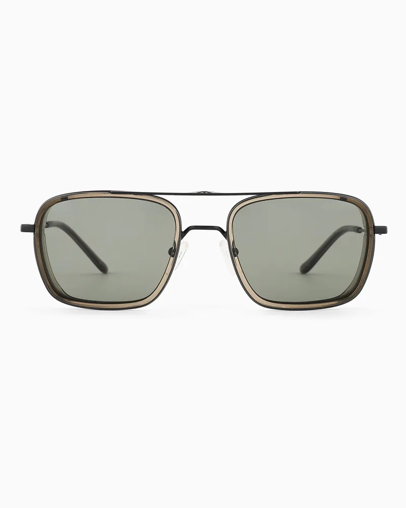 Emporio Armani Herren-Sonnenbrille in eckiger Form Schwarz