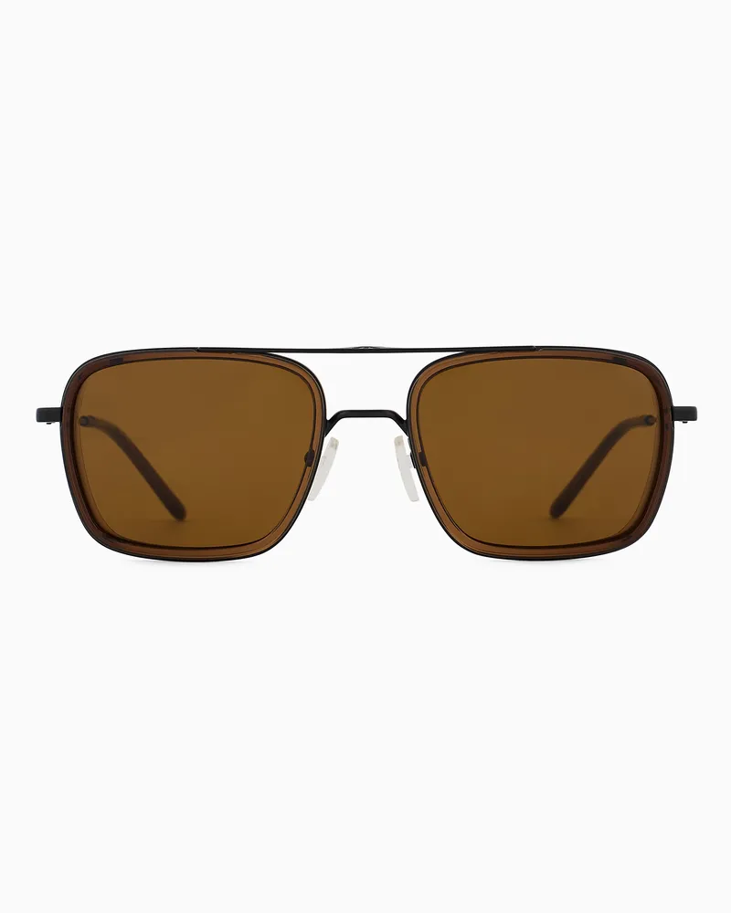 Emporio Armani Eckige Sonnenbrille für Herren Schwarz