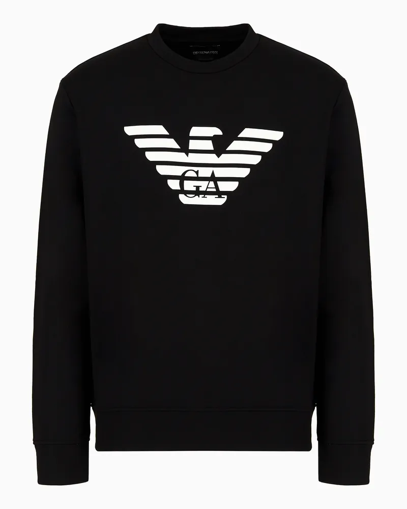 Emporio Armani Sweatshirt aus Modalmischung mit Logo-Print Schwarz