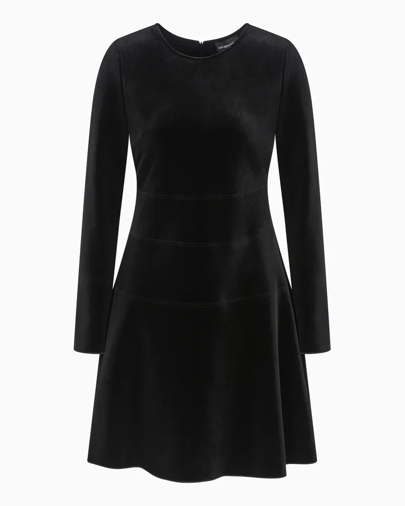 Emporio Armani Chenille-Jersey-Kleid Schwarz