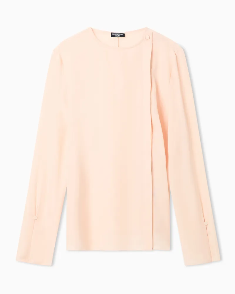 Emporio Armani Icon Bluse aus doppelt genähtem Seiden-Georgette Pink