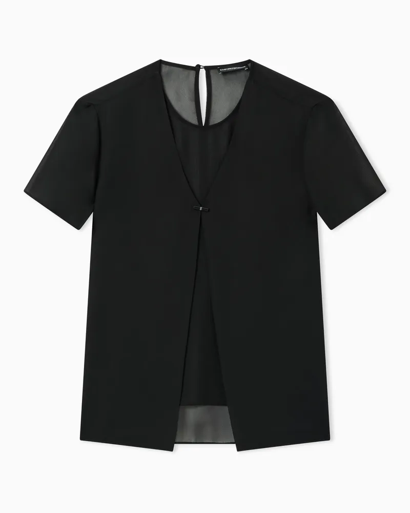 Emporio Armani Bluse aus Funktions-Georgette mit 2-teiligem Design Schwarz