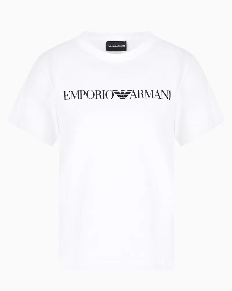 Emporio Armani T-Shirt aus Bio-Jersey mit ASV Logo-Print Weiß
