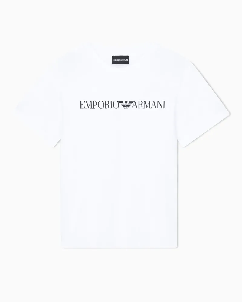Emporio Armani T-Shirt aus Bio-Jersey mit ASV Logo-Print Weiß