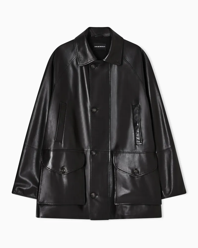 Emporio Armani Ultra light lamb nappa peacoat Grau