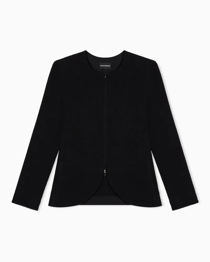 Emporio Armani Embossed jersey zip-up jacket Schwarz